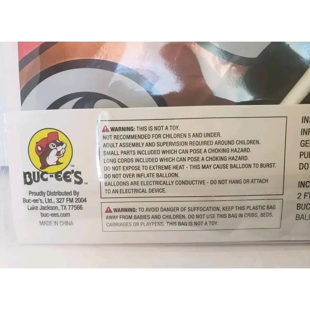 NEW Buc-ee’s Logo Mylar Balloon Party Time Red‎ Yellow 2 ft x 2 ft x 6 in
